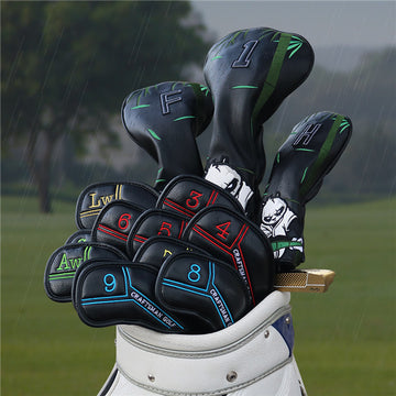 Colorful Number Black Leather Golf Iron Head Cover Set-CraftsmanGolf